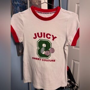 Juicy Couture White and Red Ringer Tee